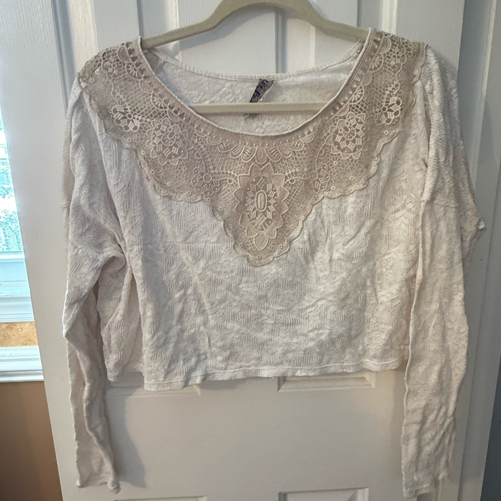 Free People Long Sleeve Cropped Top